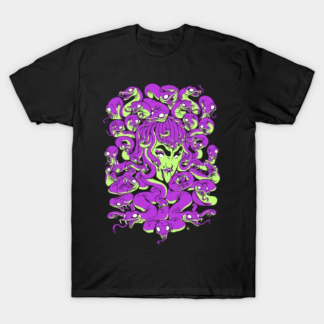 Medusa (purple and green) T-Shirt by RobS